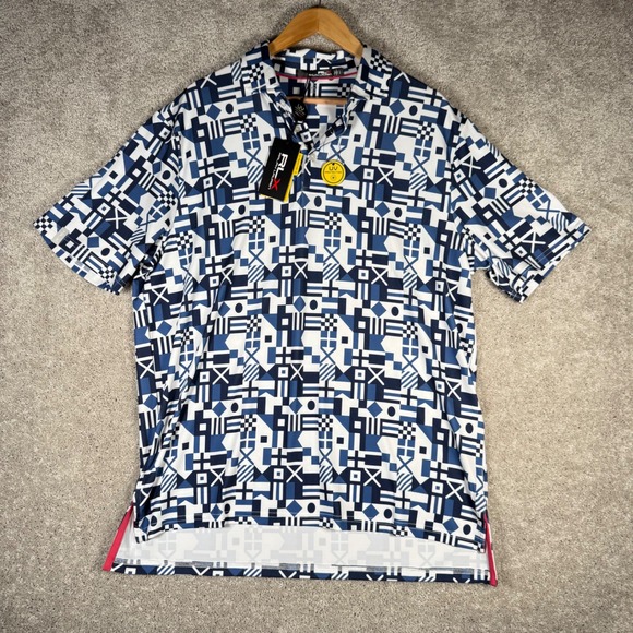 NWT Ralph Lauren RLX Mens L Nautical‎ Print Golf Polo Shirt SS UV Protection